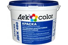 Краска влагостойкая латексная износостойкая матовая "Дек Color" ДЕК480 (5л/8,1кг)